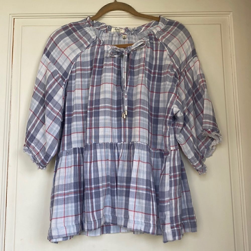 Fun Plaid Gauze Blouse By Dylan